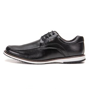 Sapato Oxford De Couro Legítimo Preto Bico Redondo Macio Play