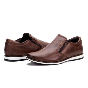 Sapato Oxford Masculino De Couro Café Com Zíper Play