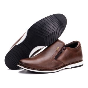 Sapato Oxford Masculino De Couro Café Com Zíper Play