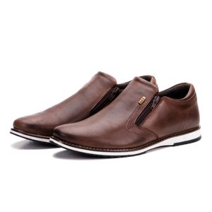 Sapato Oxford Masculino De Couro Café Com Zíper Play