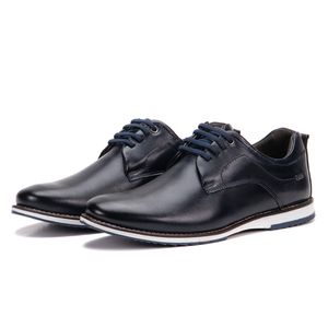 Sapato De Couro Oxford Masculino Marinho Calce Fácil Play