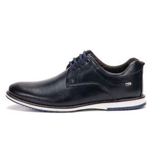 Sapato De Couro Oxford Masculino Marinho Calce Fácil Play