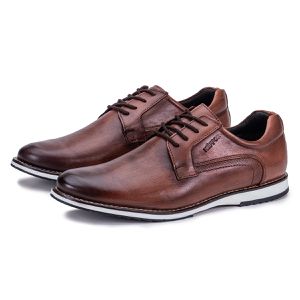 Sapato Social Oxford de Couro Caramelo Play