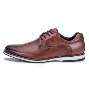 Sapato Social Oxford de Couro Caramelo Play