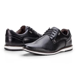 Sapato De Couro Masculino Preto Calce Fácil Linha Play Kéffor 