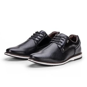 Sapato De Couro Masculino Preto Calce Fácil Linha Play Kéffor 