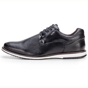 Sapato De Couro Masculino Preto Calce Fácil Linha Play Kéffor 