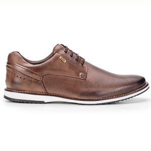 Sapato De Couro Oxford Masculino Castanho Calce Fácil Play