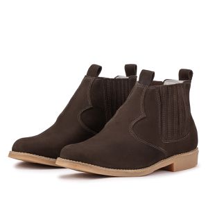 Bota Masculina Couro Legítimo Bico Redondo Marrom Symental