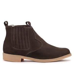 Bota Masculina Couro Legítimo Bico Redondo Marrom Symental