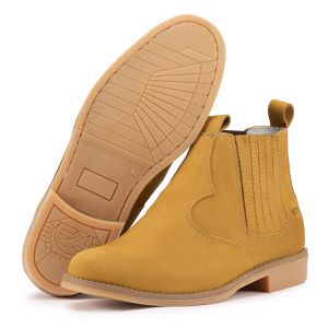 Bota Masculina Couro Legítimo Bico Redondo Amarelo Symental