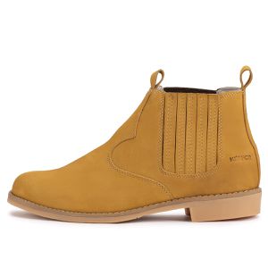 Bota Masculina Couro Legítimo Bico Redondo Amarelo Symental