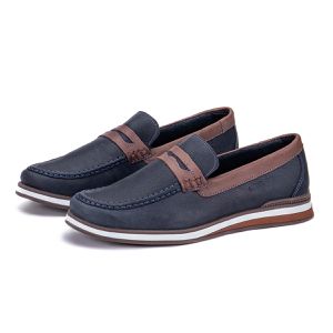 Mocassim Masculino De Couro Confortável Marinho Trento