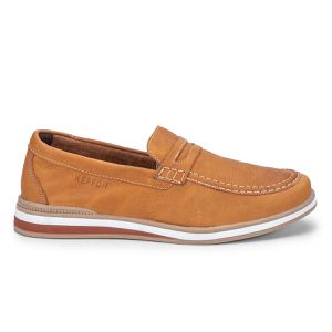 Mocassim Masculino De Couro Confortável Bege Trento