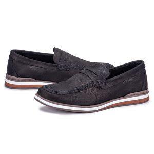 Mocassim Masculino De Couro Confortável Preto Trento