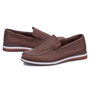 Mocassim Masculino De Couro Legítimo Marrom Leve Trento