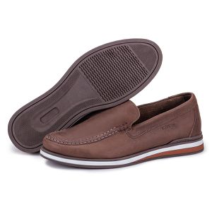 Mocassim Masculino De Couro Legítimo Marrom Leve Trento