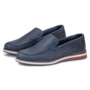 Mocassim Masculino De Couro Legítimo Marinho Leve Trento