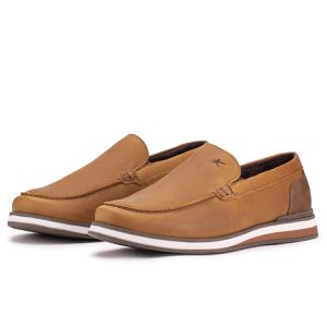 Mocassim Masculino Couro Legítimo Bege Trento