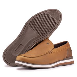 Mocassim Masculino Couro Legítimo Bege Trento