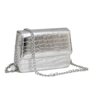 Bolsa Feminina Pequena Croco Prata - Haldrys