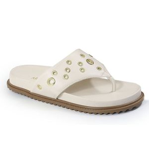 Sandália Papete Feminina de Dedo Sola Baixa Sintético Off White - Haldrys