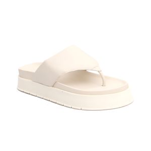Sandália Papete Feminina Flatform de Dedo Sola Alta Off White - Haldrys