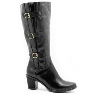 Bota Feminina Montaria Cano Alto Couro Legítimo Preto - Haldrys