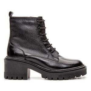 Bota Coturno Feminino Tratorado Couro Preto - Haldrys