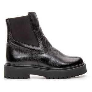 Bota Coturno Feminino Couro Legítimo Tratorado Preto - Haldrys