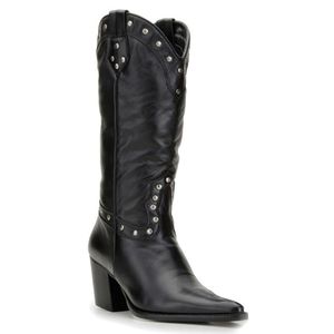 Bota Texana Feminina Couro Legítimo Preto - Haldrys