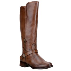 Bota Montaria Feminina Over The Knee Couro Legítimo Pinhão - Haldrys