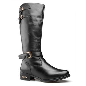 Bota Montaria Feminina Cano Alto Couro Legitimo Preto - Haldrys