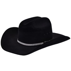 Chapéu Feminino Estilo Americano Couro Legítimo Preto - Haldrys