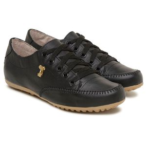 Sapatênis Feminino Casual Couro Legítimo Preto - Haldrys