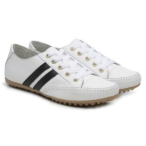 Sapatênis Feminino Casual Couro Legítimo Branco - Haldrys