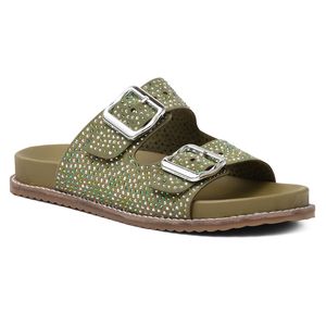 Sandália Papete Rasteira Feminina Birkin Verde - Haldrys