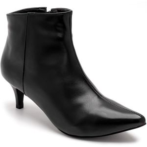 Bota Feminina Cano Curto Bico Fino Napa Preta - Haldrys