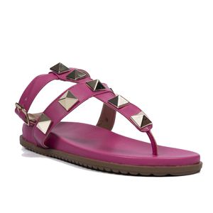 Papete Feminina Rasteira com Spikes Napa Pink - Haldrys