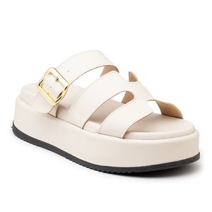 Sandália Papete Feminina Flatform Napa Off White - Haldrys