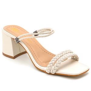 Tamanco Feminino em Napa Salto Bloco Off White - Haldrys