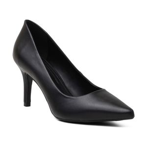 Sapato Feminino Scarpin Salto Fino Napa Preto Fosco - Haldrys