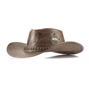 Chapéu Estilo Americano Adulto Linha Barretos Couro Legítimo Cacau - Haldrys