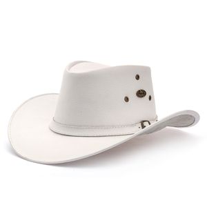 Chapéu Estilo Americano Adulto Linha Texas Couro Legítimo Branco - Haldrys
