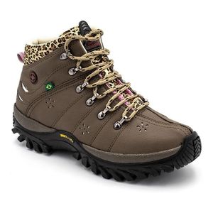 Bota Adventure Feminina Sintético Marrom e Onça - Haldrys