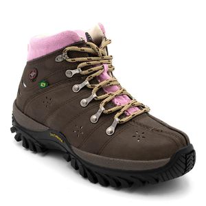 Bota Adventure Feminina Sintético Marrom e Rosa - Haldrys