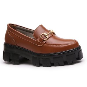 Sapato Mocassim Feminino Tratorado Couro Legítimo Chocolate Gravata - Haldrys