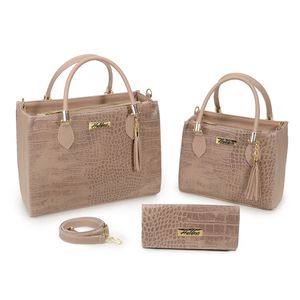 Kit 2 Bolsas Femininas + Carteira Sintético Nude - Haldrys