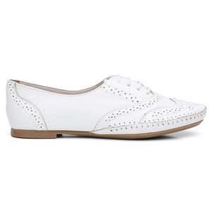 Sapato Oxford Feminino Couro Legítimo Confort Branco - Haldrys