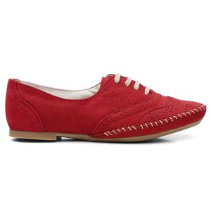 Sapato Oxford Feminino Couro Legítimo Confort Vermelho - Haldrys